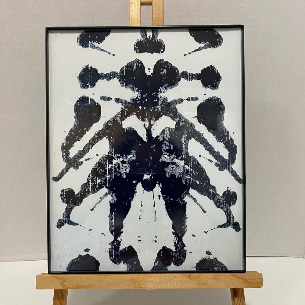 Abstract Inkblot Wall Art Framed- Black and White print made from original art